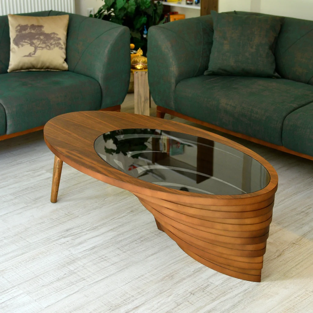 Natural walnut coffee table
