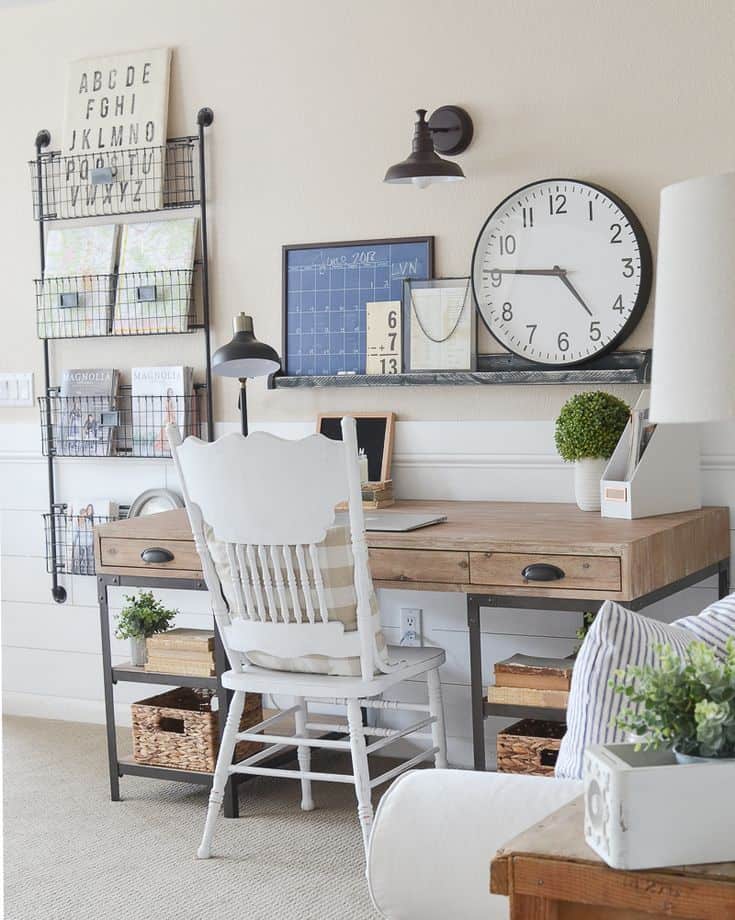 27 Home Office Designs Small Spaces, Small Farmhouse Style Bookcase Design