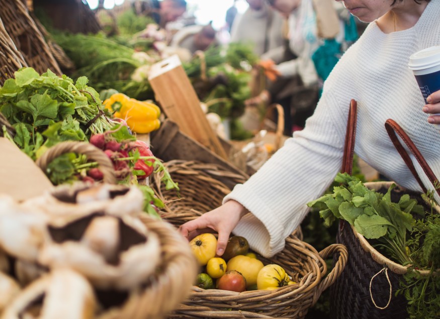 buying food at farmers market