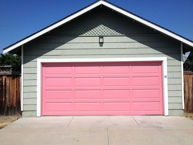 A pretty pink garage door