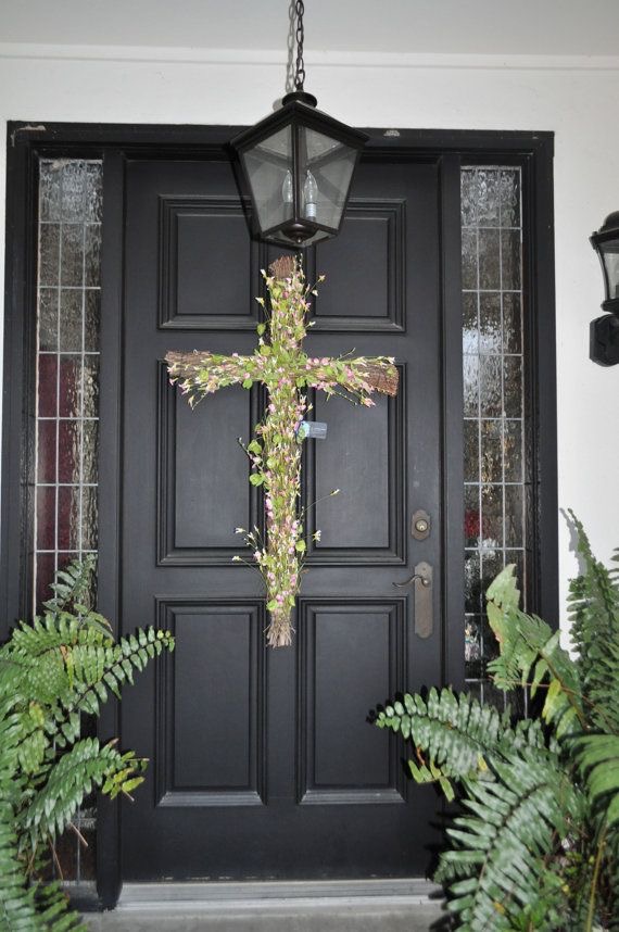 a lovely cross made with spring flowers