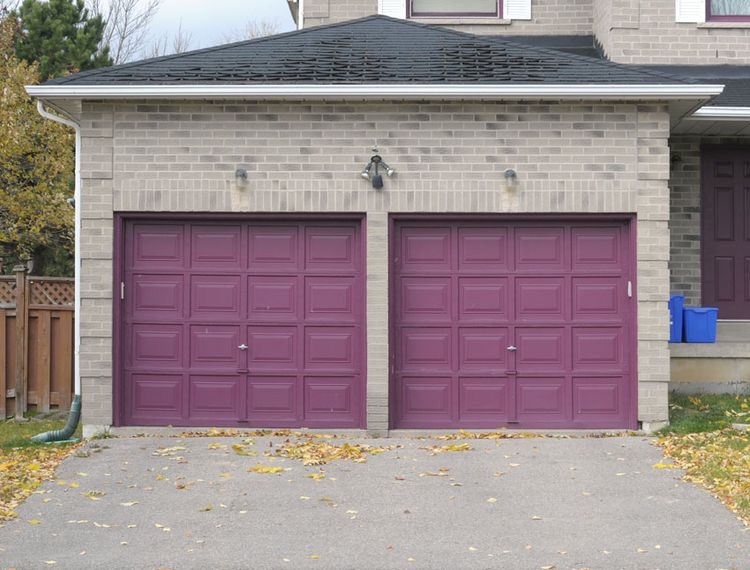 A delightful purple garage door