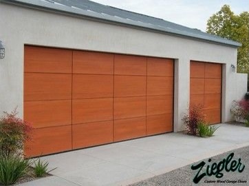an energetic orange garage door