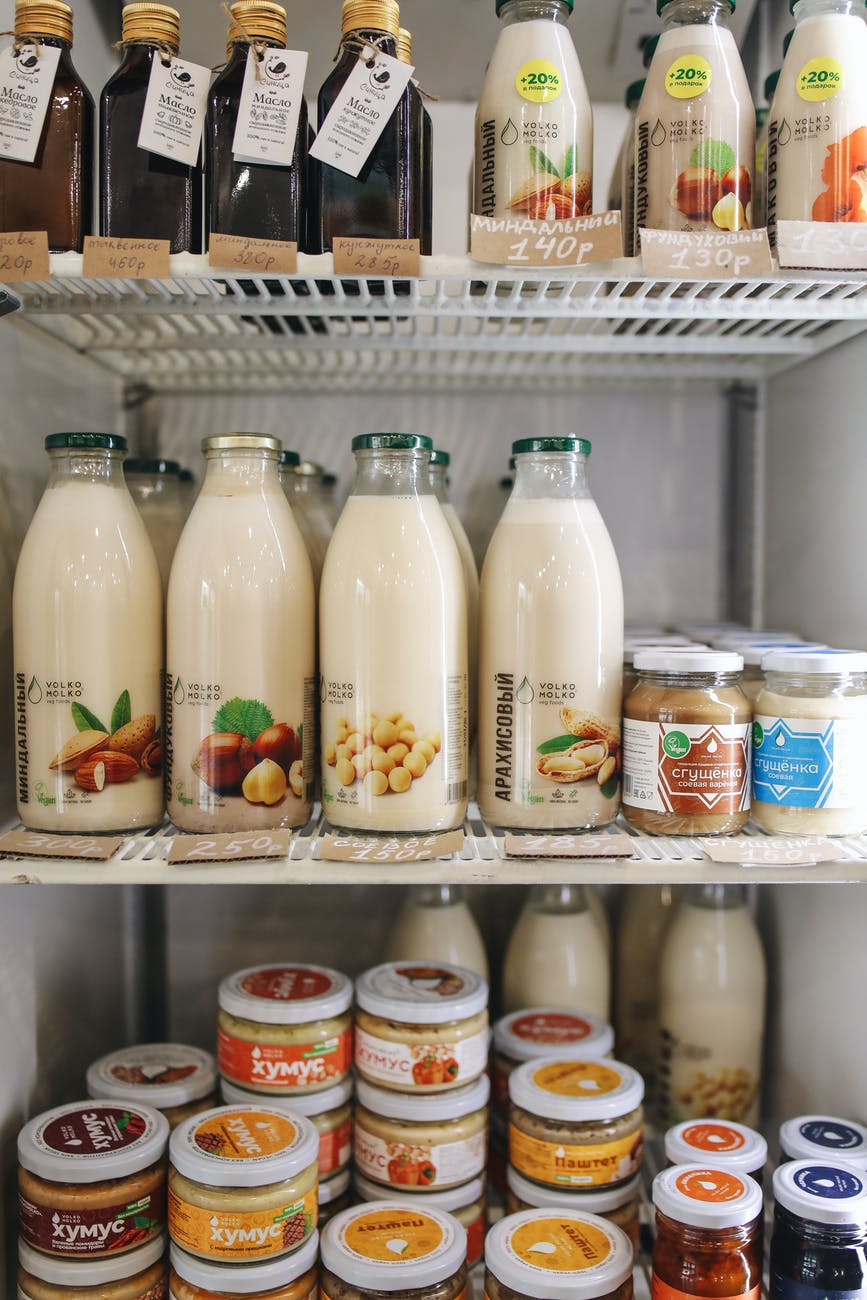 Almond milk in the refridgerator